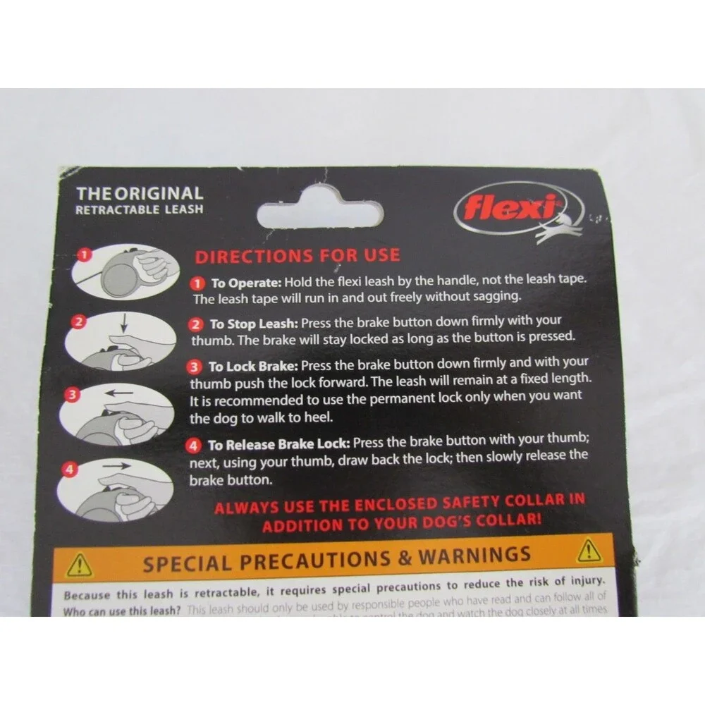 Flexi Fun Large Retractable Tape Dog Leash 16 Ft Black 110 lbs FU30T5 New